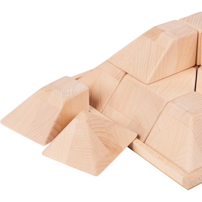 Piramide -  bouwblokken hout naturel 10 x 10 cm met onderplaat