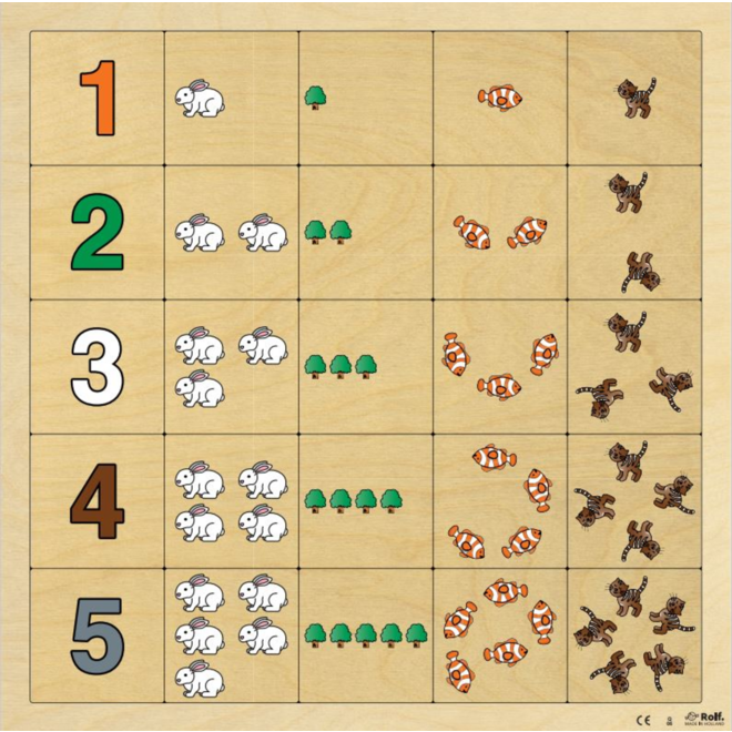 Rolf More - Lotto tellen 1 - 5, 25 stukjes, 37,5 x 37,5cm