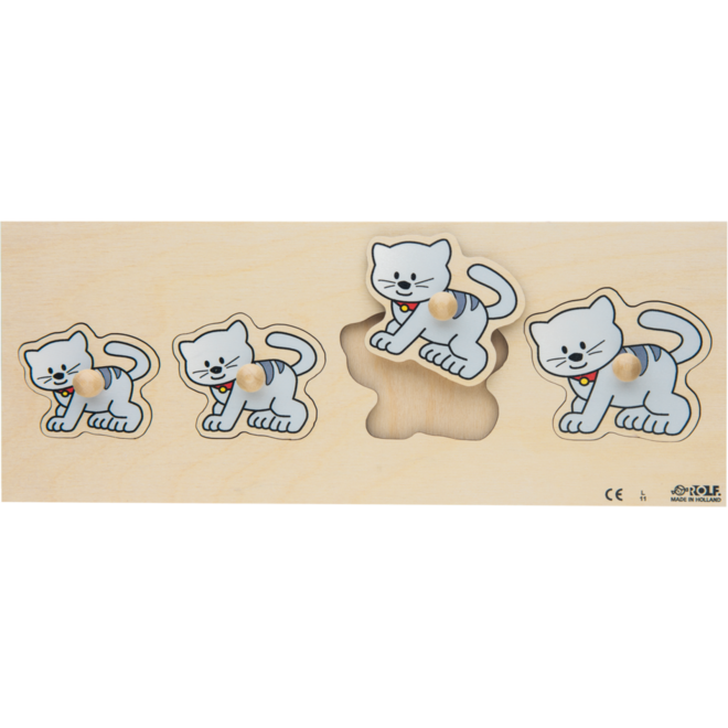Rolf Puzzels - Inlegplank klein-groot kat