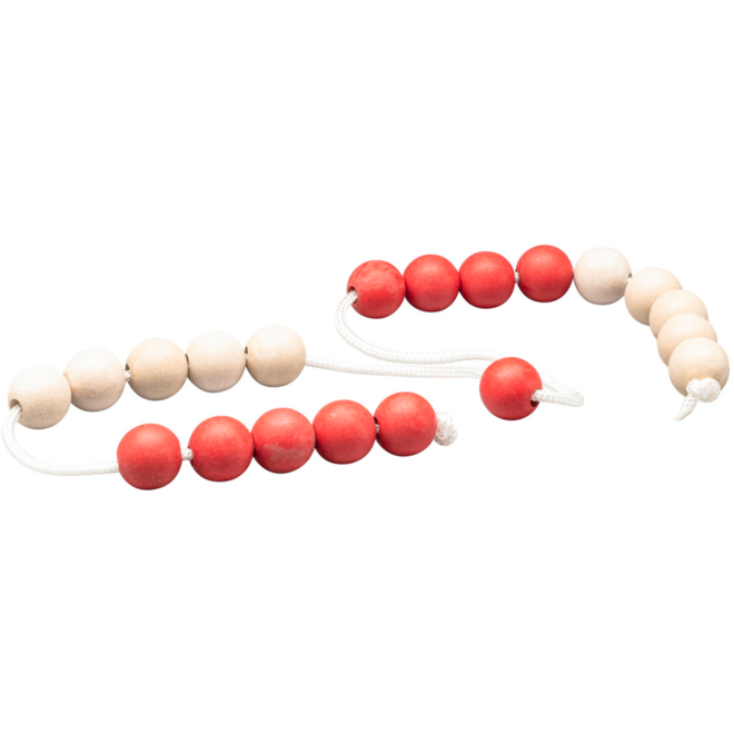 Rolf More - Rekensnoer leerkracht met 20 kralen van RE-Wood, 25mm, rood/wit