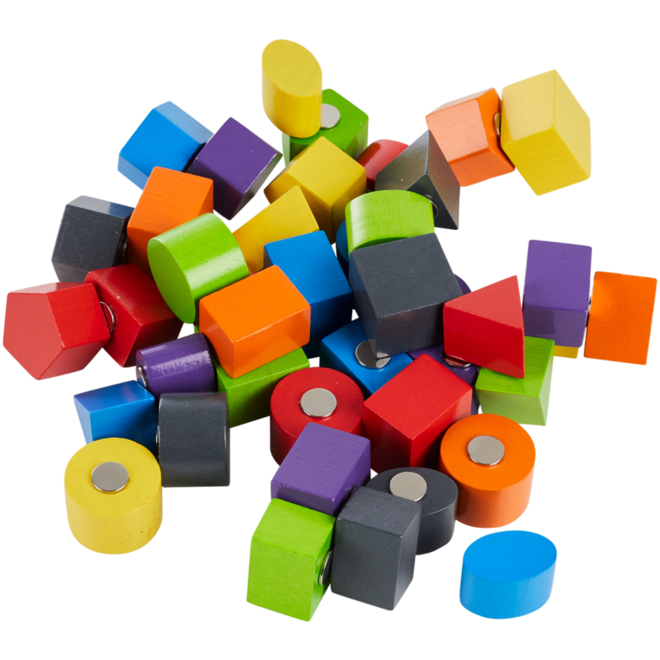 Rolf More - Kiesbord houten kiesvormen, magnetisch (6 figuren in 7 kleuren)
