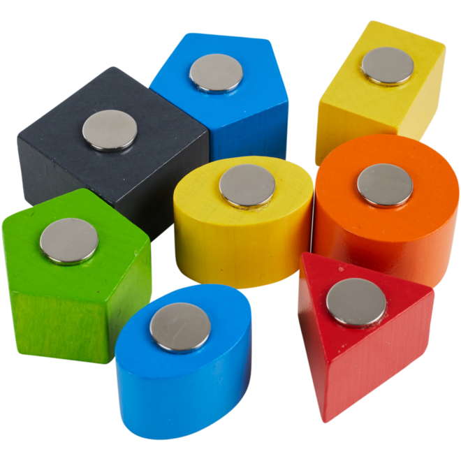 Rolf More - Kiesbord houten kiesvormen, magnetisch (6 figuren in 7 kleuren)