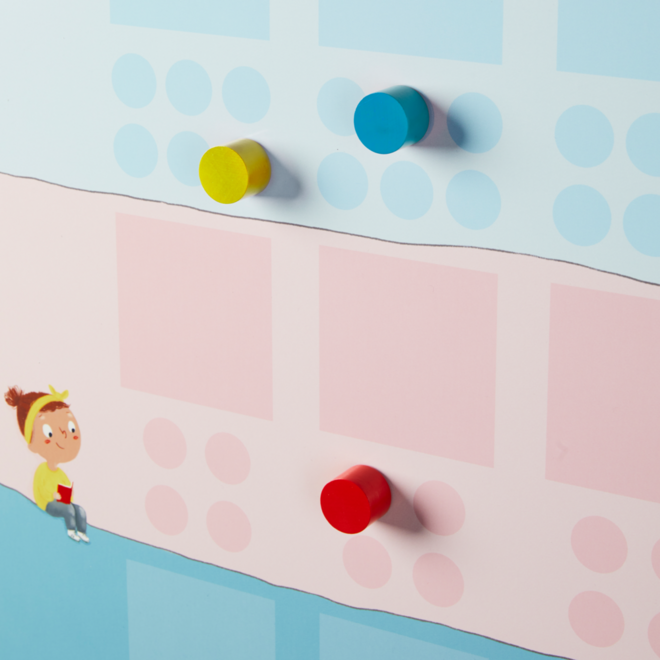 Rolf More - Kiesbord houten kiesvormen, magnetisch (6 figuren in 7 kleuren)