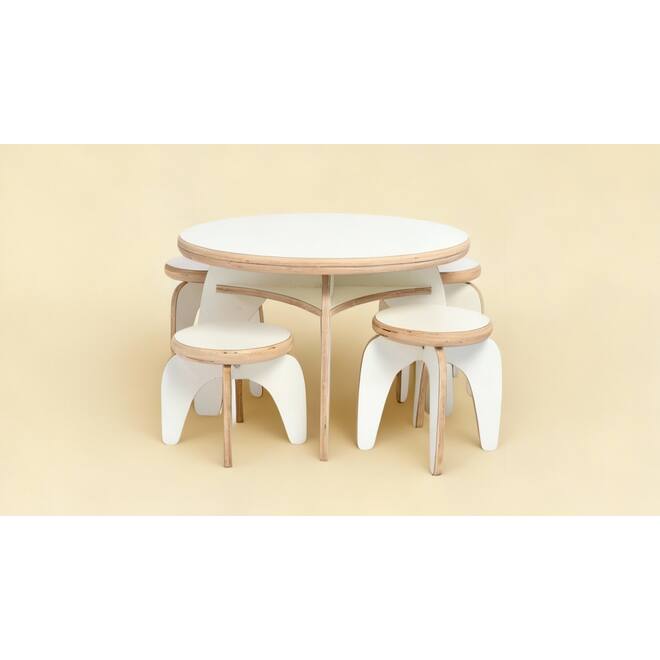Rolf More - Ronde tafel, wit, hoogte C3 (59 cm)