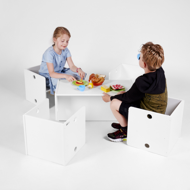 Rolf More - Bank Kuben kleuteruitvoering Wit gespoten 72x36x36cm ongemonteerd