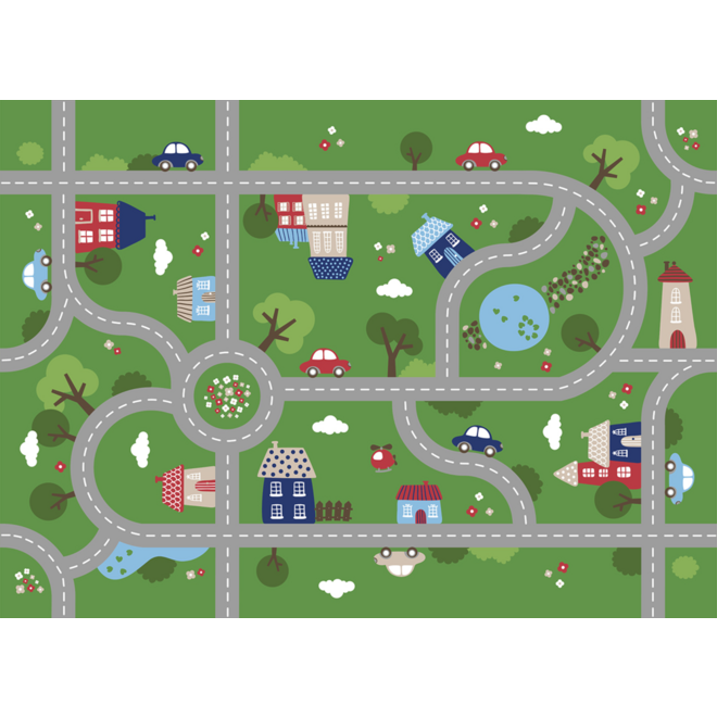 Speelmat vinyl 100 x 150 cm, verkeersmat groen