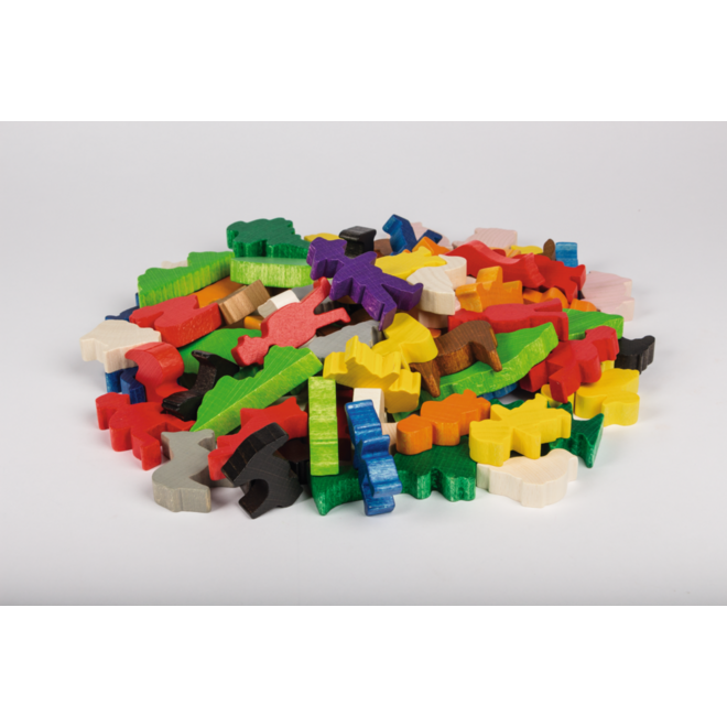 Houten figuren inheemse dieren, set van 84 stuks