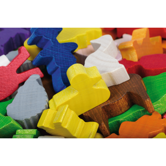 Houten figuren inheemse dieren, set van 84 stuks