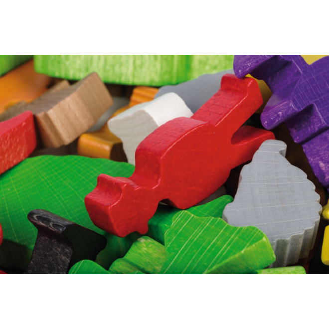 Houten figuren inheemse dieren, set van 84 stuks