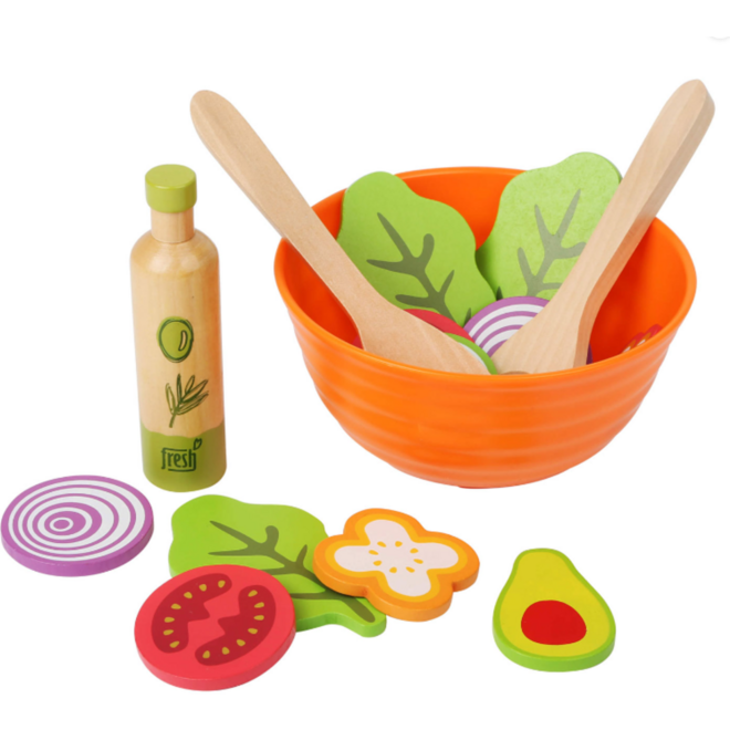 Houten Speeleten Salade Speelset, 15 delig