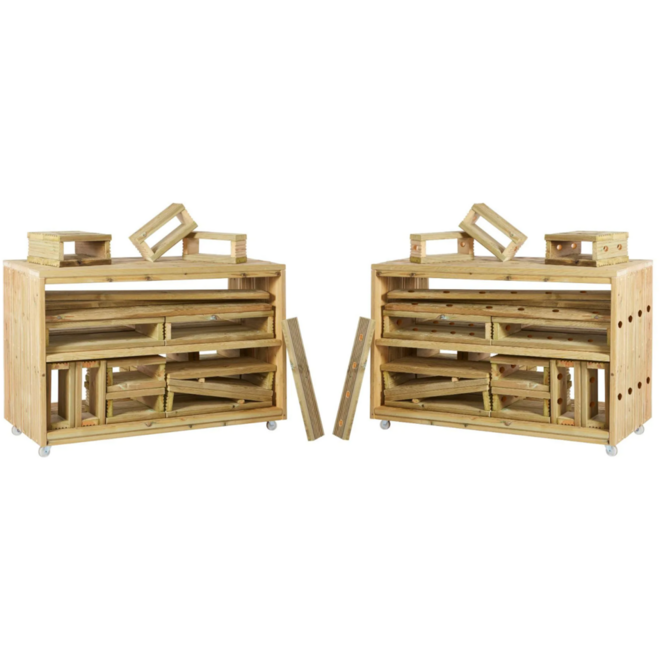 Fantasie bouwblok set groot ( 2 trolleys met blokken), (excl. Montage)