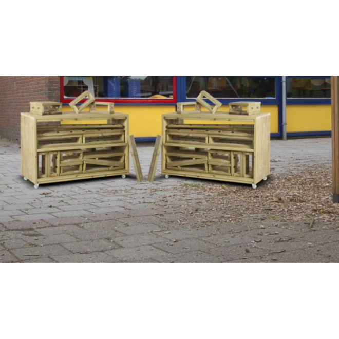Fantasie bouwblok set groot ( 2 trolleys met blokken), (excl. Montage)