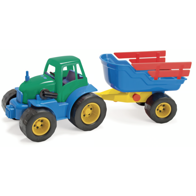 Traktor met aanhangwagen, klassiek, gerecycled
