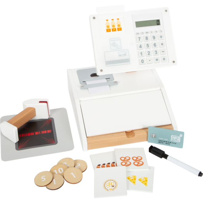 Small Foot - houten speelgoedkassa met scanner, 15 delig