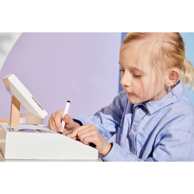Small Foot - houten speelgoedkassa met scanner, 15 delig