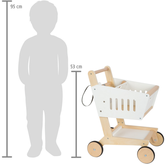 Small Foot - houten supermarkt winkelwagen wit