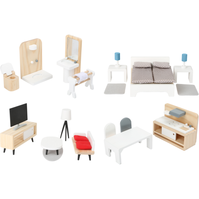Small Foot - Houten Poppenhuis Meubeltjes Complete Set, 28dlg.