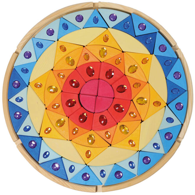 Grimm's - glitter mandala zon - puzzel - hout - set van 76