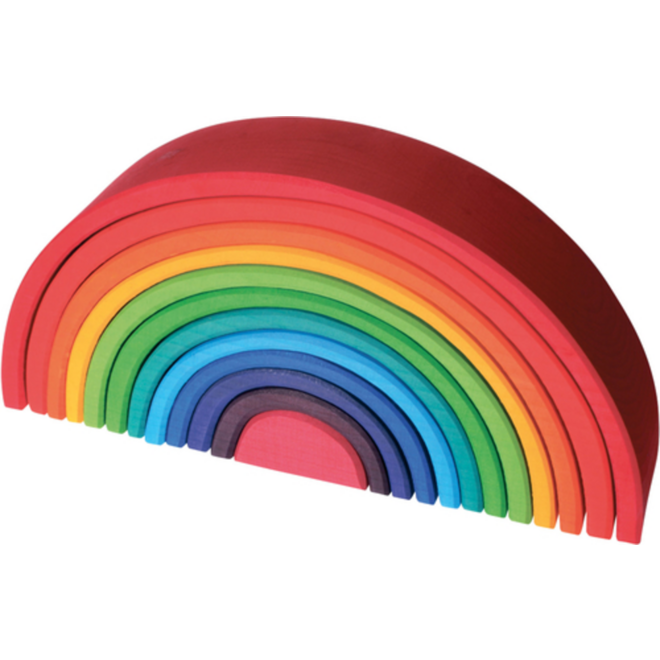Regenboog van hout, 12 delig, 37x7,5x16,5 cm