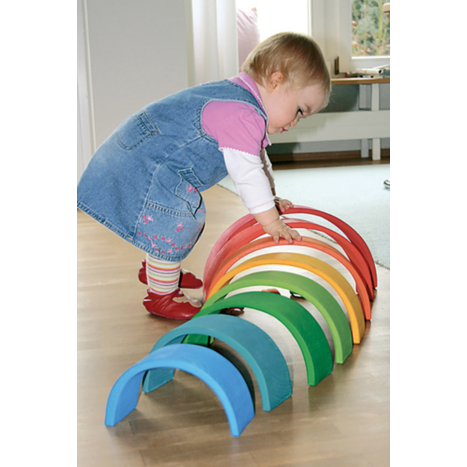 Regenboog van hout, 12 delig, 37x7,5x16,5 cm