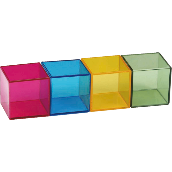 Blokkenset gekleurd transparant 5 x 5 x 5 cm 16 stuks