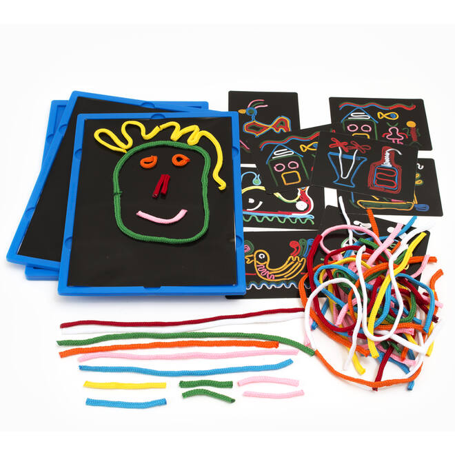 Creatieve borden, set van 4 stuks, inclusief kaarten en draden