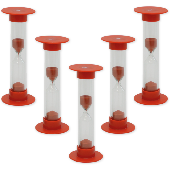 Zandloperset 5 stuks, rood, 10 minuten