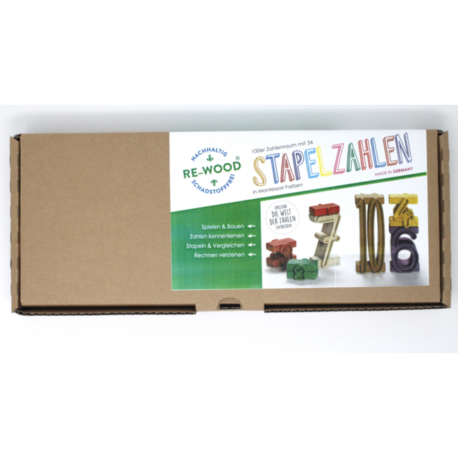 Torengetallen in Montessorikleuren (34 stuks)