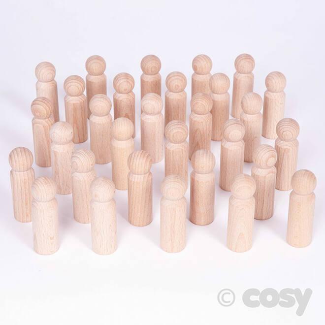 Houten poppetjes (30 stuks)