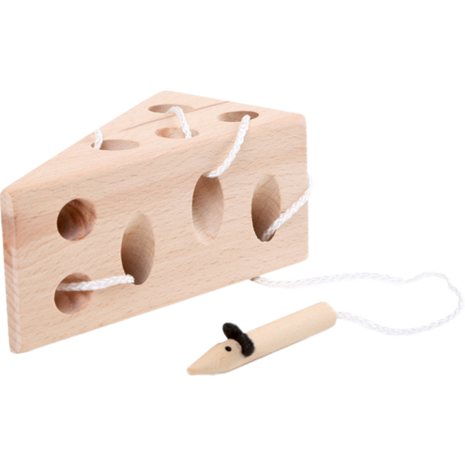 Small Foot - Kaas en Muis Houten Rijgspel