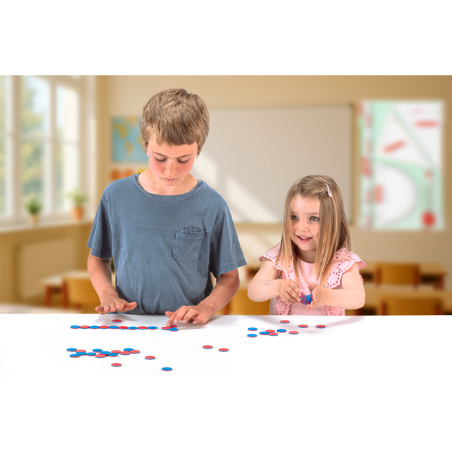 Fiches dubblzijdig rood/blauw (50 stuks)