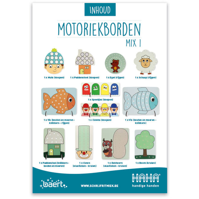 Fijne motoriek - Handige Handen - motoriekborden - mix 1 - per set