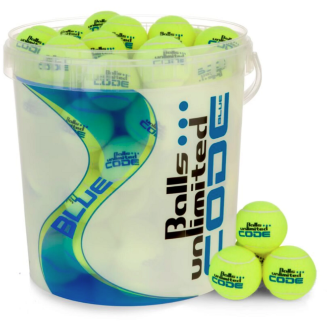 Tennisbal | Balls Unlimited ® 60 stuks in een emmer, Code Blue