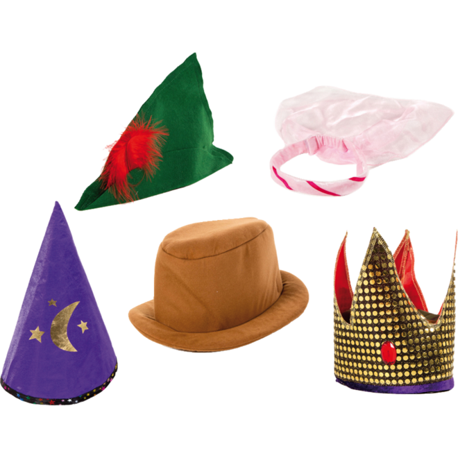 Verkleedkleding ECO hoeden set 5 stuks, 3-7 jaar