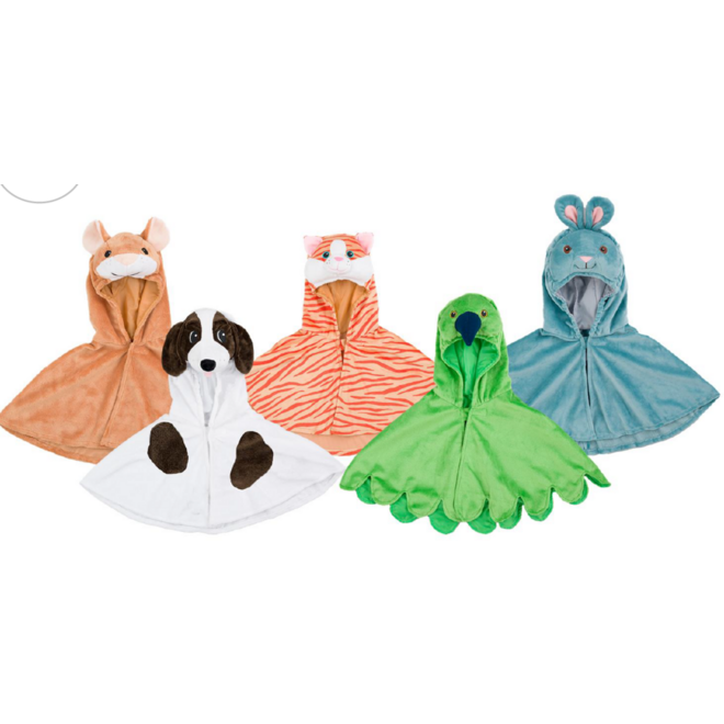 Huisdierencapes, set van 5, Muis, Hond, Kat, Vogel, Konijn