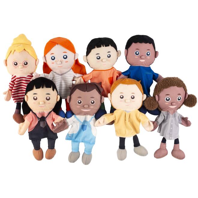 Handpoppen, set van 8