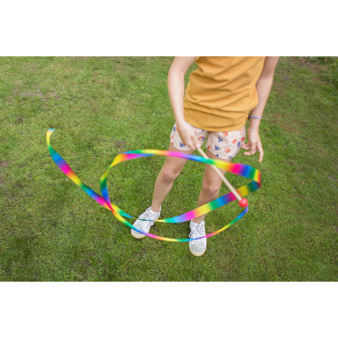 BS | Danslint regenboog 3 meter, houten stok