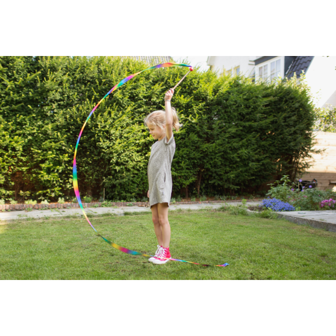 BS | Danslint regenboog 3 meter, houten stok
