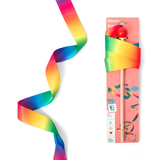 BS | Danslint regenboog 3 meter, houten stok