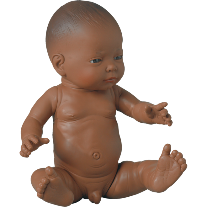 Pop jongen Afrikaans zonder haar, 42 cm, Les Pluminis