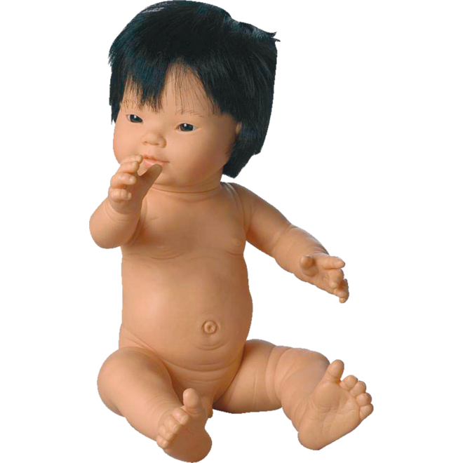 Pop jongen Aziatisch met haar, 42 cm, Les Pluminis