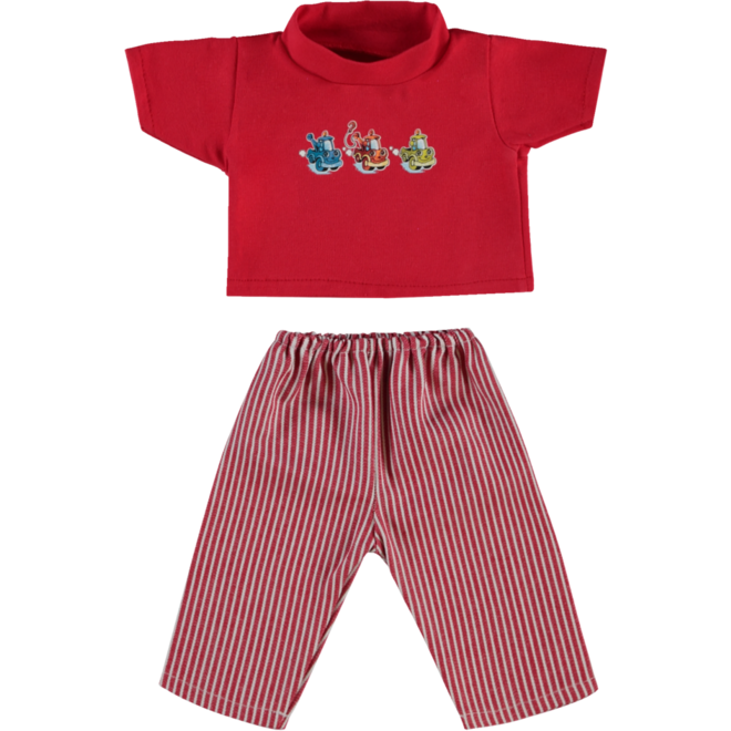 Poppenkleertjes broekje en shirt rood 40 cm