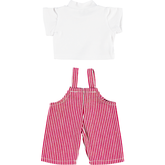 Poppenkleertjes tuinbroek rood met shirt 40 cm