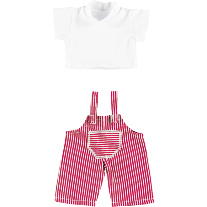 Poppenkleertjes tuinbroek rood met shirt 40 cm