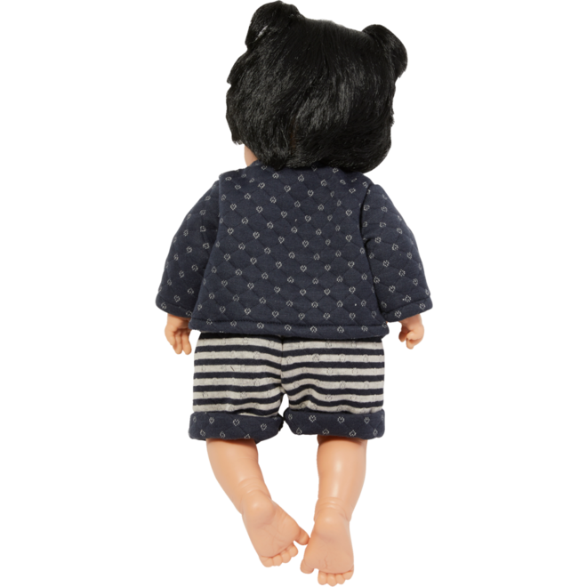 Pop meisje Aziatisch met haar en kleding, 40 cm, Les Pluminis