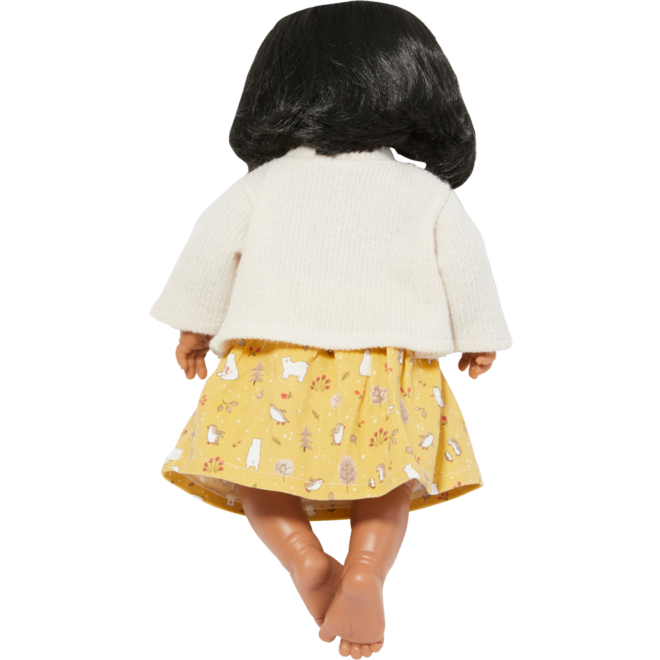 Pop meisje Oriëntaal met haar en kleding, 40 cm, Les Pluminis