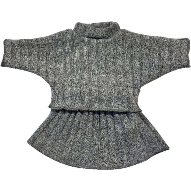 Poppenkleertjes Grijze ribrok en grijs rib T-shirt, 40 cm