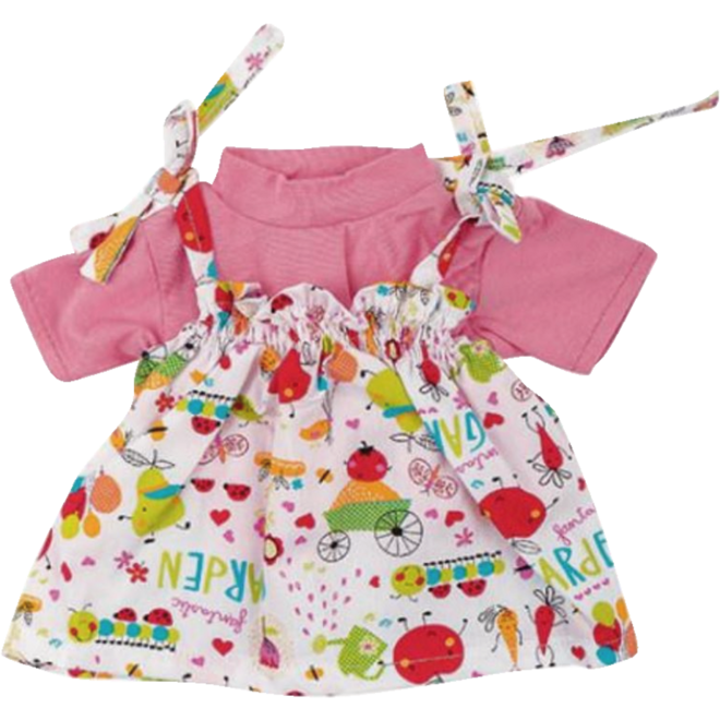 Poppenkleertjes Jurkje met opdruk en een roze t-shirt, 40 cm