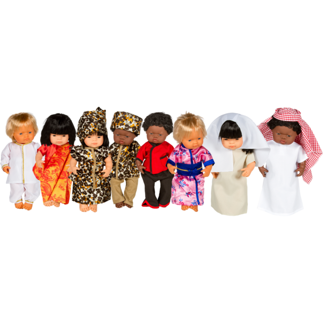 Poppenkledingset multi-cultureel voor poppen vanaf 38 cm