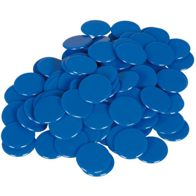 Rekenfiches blauw 25 mm, 100 stuks